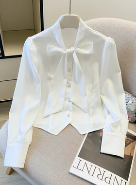 法式复古蝴蝶结飘带衬衫