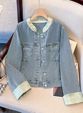 复古撞色拼接牛仔外套