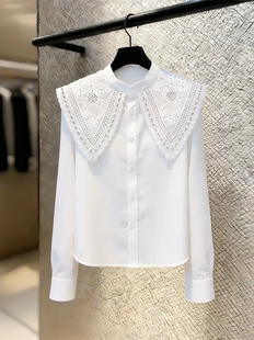 衬衫 法式 宫廷风白色娃娃领长袖