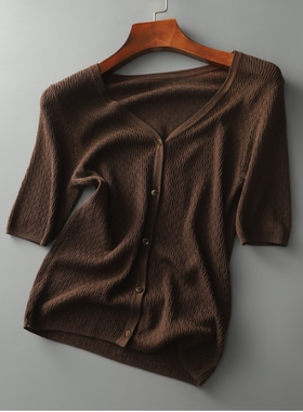 清仓捡漏~欧美出口国际折扣撤柜女装V领冰丝针织开衫上衣夏季薄款