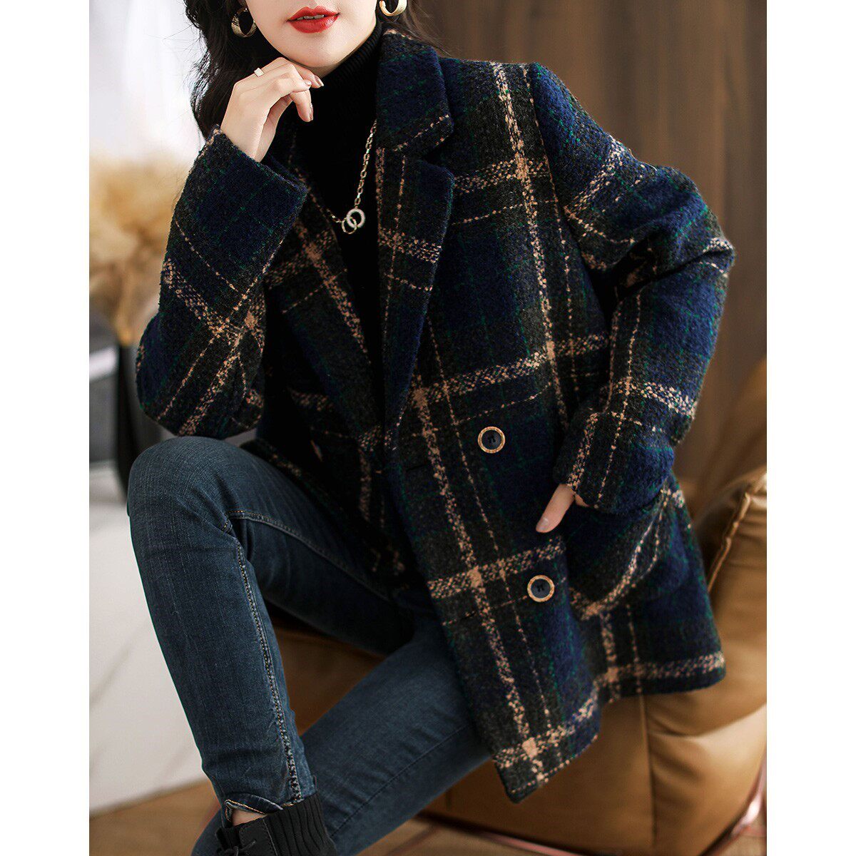 CLEARANCE BIG LUXURY BRAND TAIL GOODS ITALIAN CUT STANDARD TAIL SINGLE WOOLEN COAT EUROPEAN GOODS WOMENS TOP AUTUMN AND WINTER