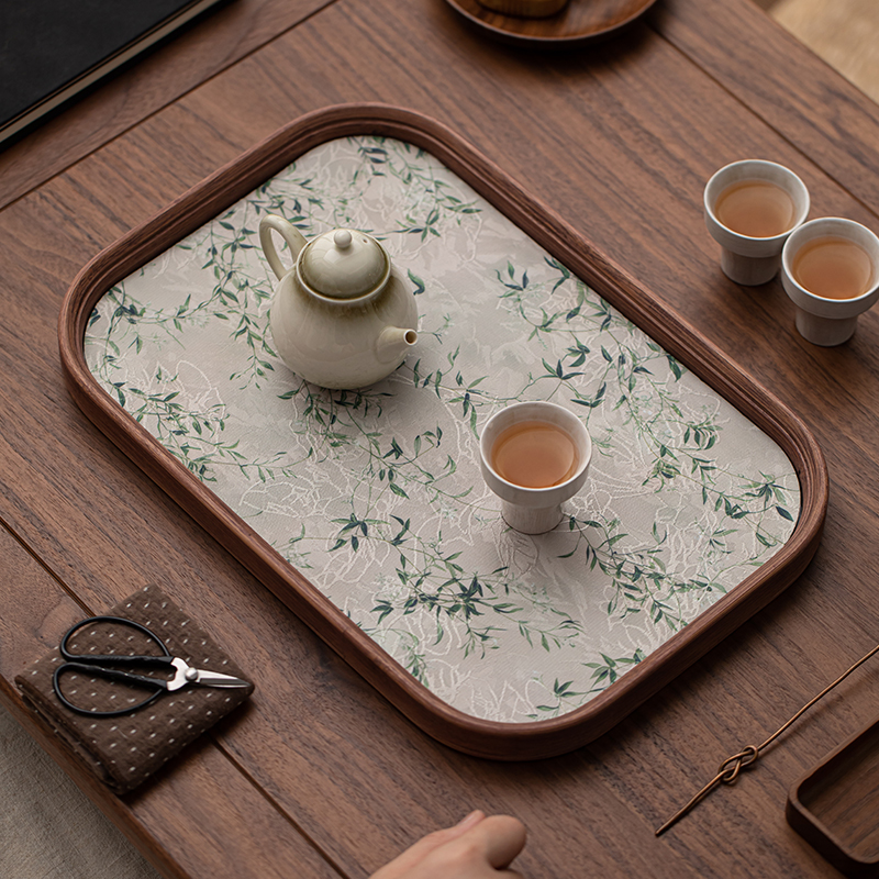 胡桃木色茶盘酒店餐盘餐厅木制托盘长方形小盘子家用茶点盘收纳盘