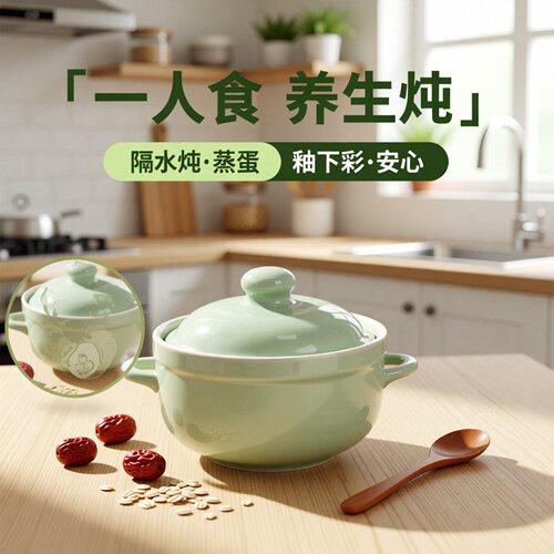 温润陶瓷一人食炖盅带盖隔水炖