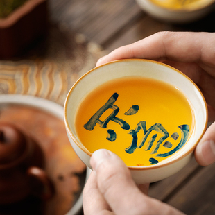 普洱杯功夫茶具定制茶盏 汝窑茶杯开片主人杯陶瓷个人专用单杯中式