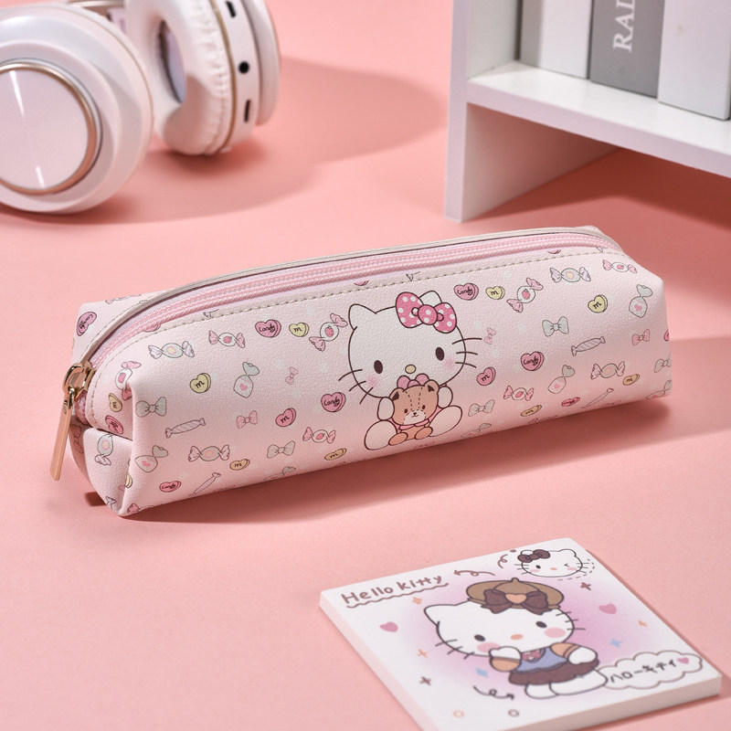 헬로 KT 필통 어린이 및 초등학생을 위한 가죽 대용량 문구가방 인 고가 필통
