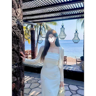 温与柔【花漾心结】气质高腰显瘦蝴蝶结连衣裙初春御姐时尚套装裙