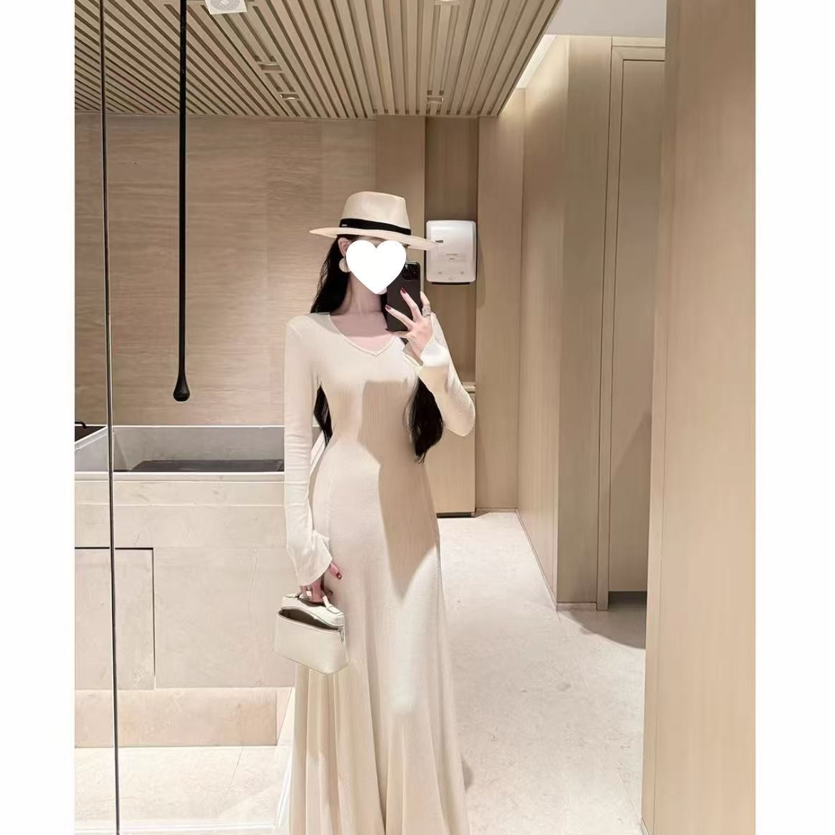 【珍珠少女】长袖连衣裙女2025新款秋高级感内搭针织裙