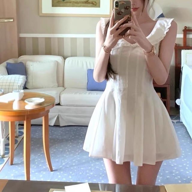 莱赛尔亚麻连衣裙设计感老钱短裙