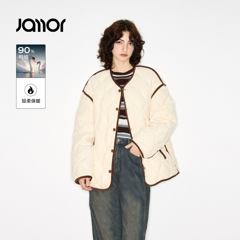 【商场同款】Jamor加墨圆领轻薄休闲羽绒服2025冬季新款