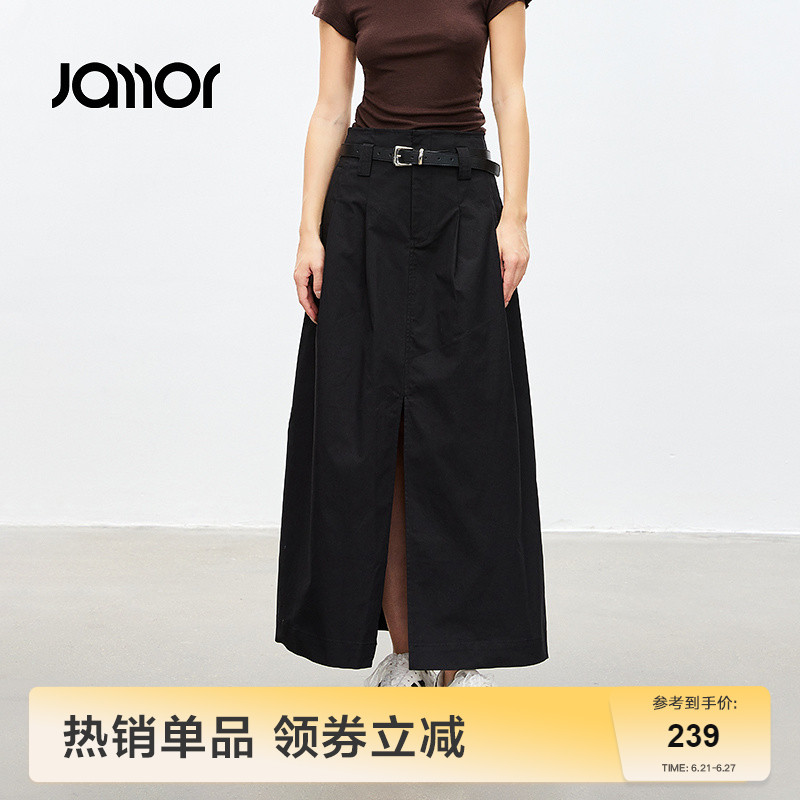 Jamor时尚工装风半身裙子2025春秋新款时尚休闲中长裙
