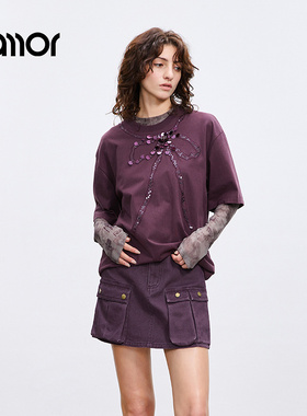 【商场同款】Jamor时尚宽松短袖T恤2025春夏新款上衣JAT561820