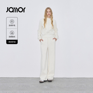 【时尚系列】Jamor加墨时尚休闲小立领套装两件套直筒裤子简约冬