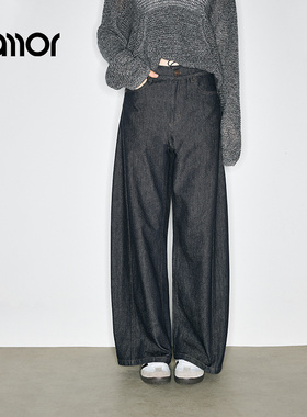 Jamor加墨时尚牛仔裤直筒显瘦水洗裤子2025秋冬季新款