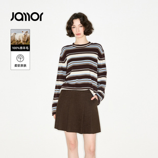 【商场同款】Jamor加墨条纹宽松轻薄针织衫2025秋冬新款