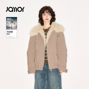 【商场同款】Jamor加墨毛毛领派克羽绒服潮流时尚保暖外套2025冬