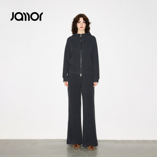 Jamor加墨连帽修身卫衣外套显瘦直筒裤子休闲时尚女装2025秋冬新