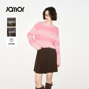 【商场同款】Jamor加墨粉色清新套头毛针织衫毛衣2025冬季新款