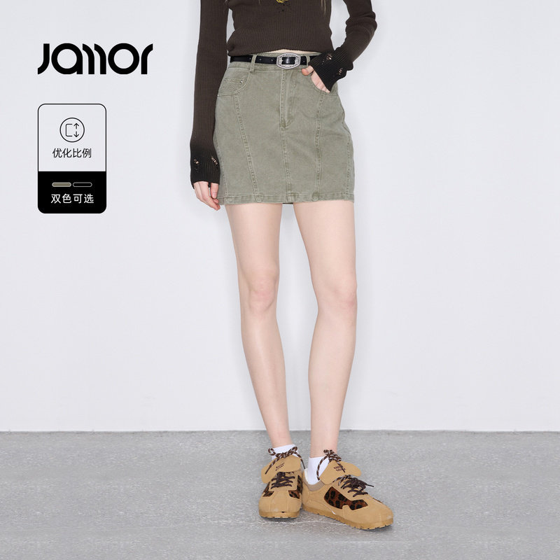 Jamor加墨美式复古半身裙2026春季新款a字版型辣妹牛仔短裙
