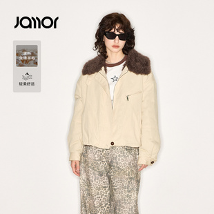 Jamor加墨派克棉服保暖外套带毛领帅气2025冬新女 商场同款