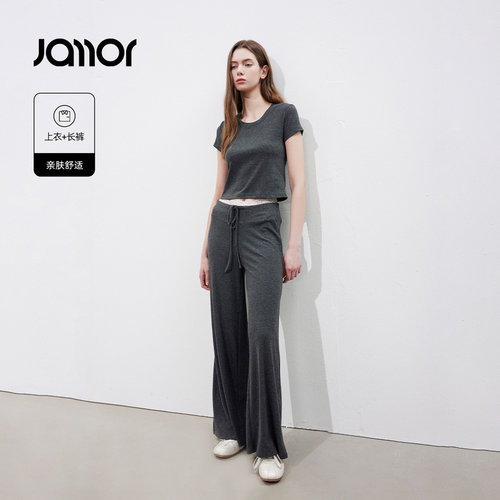 Jamor加墨简约休闲时尚两件套套装直筒显瘦蕾丝高腰2026夏季新款