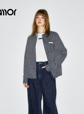 Jamor加墨时尚经典格纹休闲衬衫上衣2025年秋冬季新款宽松