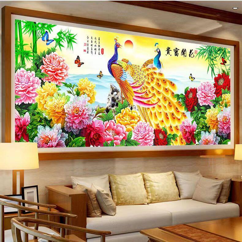 钻石画2026新款满钻花开富贵孔雀砖石画十字绣钻石客厅牡丹钻石绣
