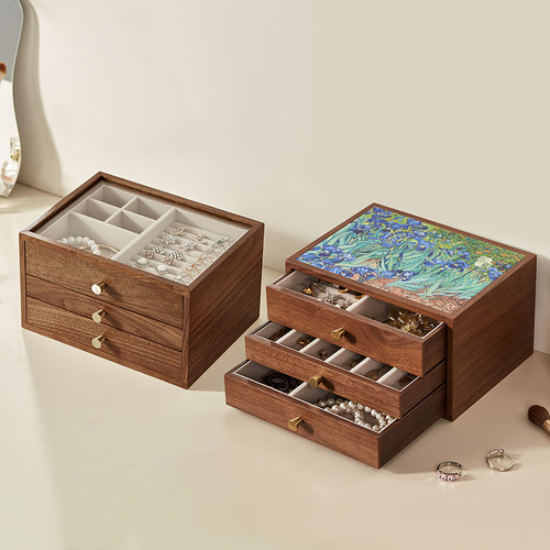 首饰盒轻奢高档三金珠宝盒