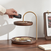 黑胡桃木钥匙收纳摆件轻奢进门置物架玄关入户桌面首饰收纳架托盘