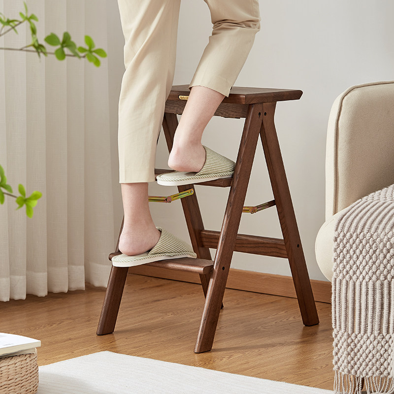 实木梯凳家用梯子折叠梯人字梯多功能室内三步楼梯爬梯凳子高板凳