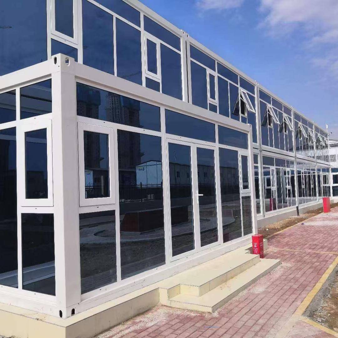 办公室简易可移动玻璃幕墙组合集装箱房活动房中空玻璃幕墙公寓