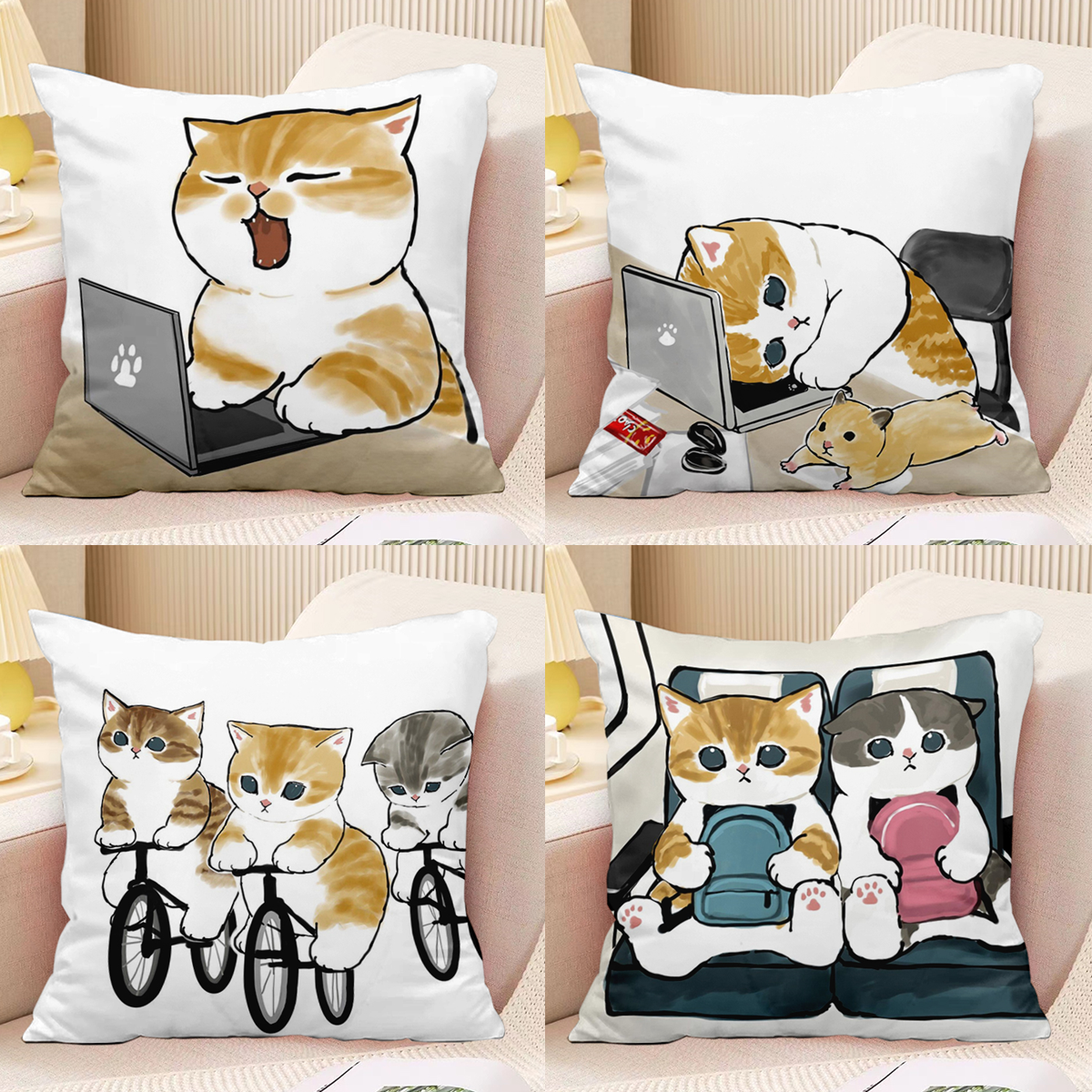 可爱猫咪抱枕 北欧ins靠垫客厅沙发腰枕靠背垫床头靠枕套女生礼物