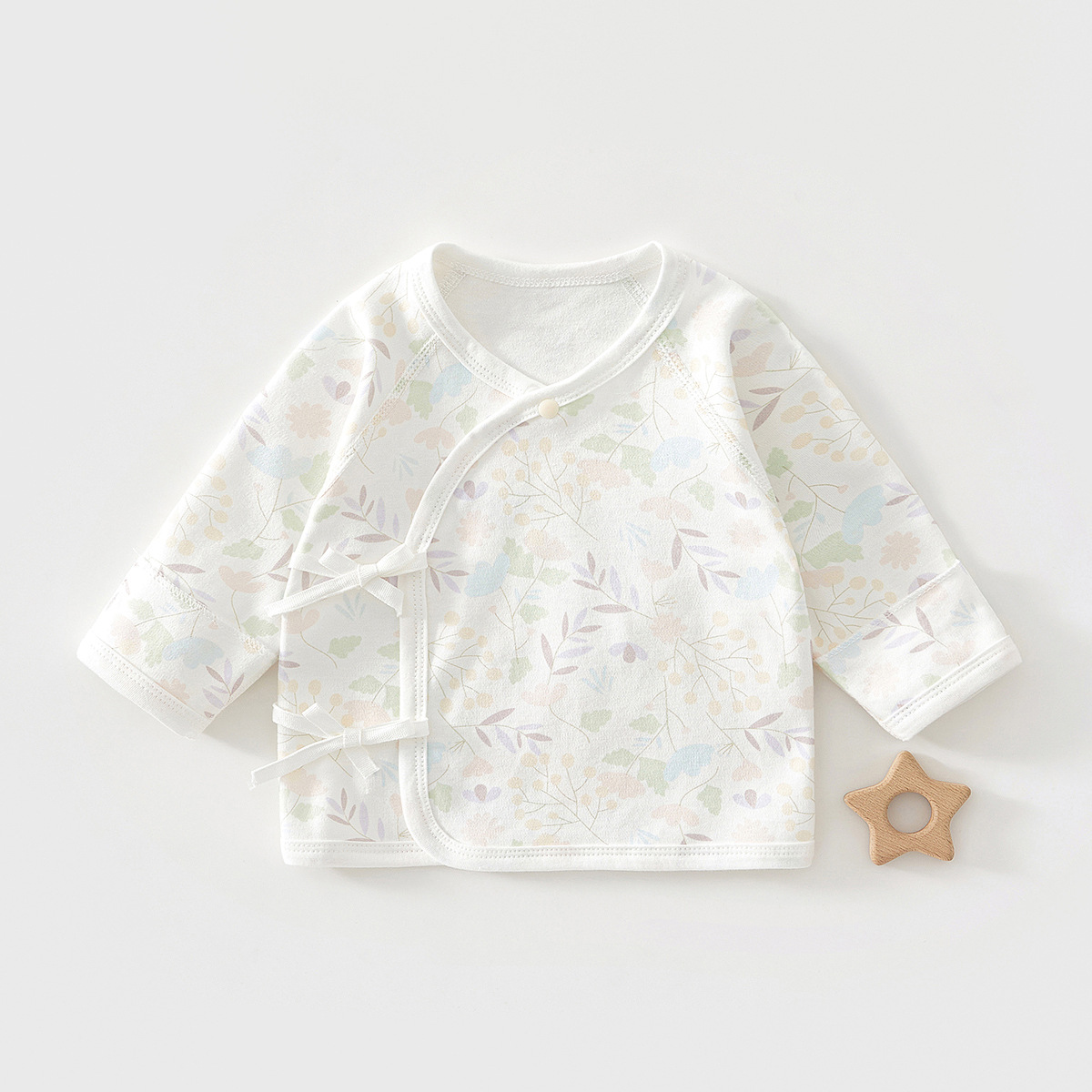 0-3月新生婴儿四季半背衣52码宝宝a类纯棉无骨长袖初生上衣和尚服