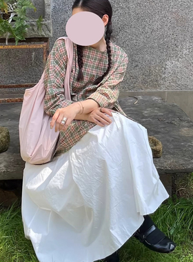 AULDCAT 2025SS 高支全棉叠褶半裙 双色 松紧腰