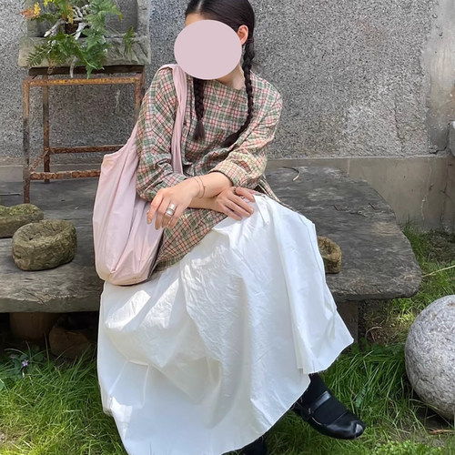 AULDCAT高支全棉叠褶松紧腰半裙