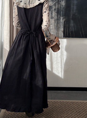 AULDCAT 2025SS 前后两穿抽绳亚麻日系背心裙