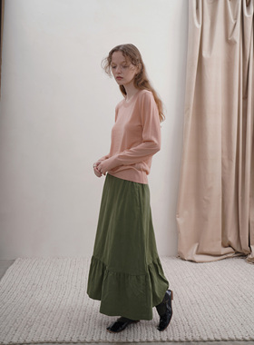 AULDCAT 2022FW 细坑条灯芯绒纯棉复古百搭半裙 荷叶边 双色