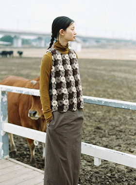 AULDCAT 2023FW 羊毛背心半裙套装 节日套装 小红格 巧克力甜甜圈