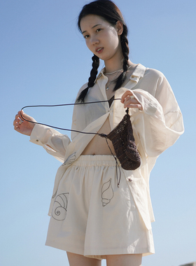 AULDCAT 2024SS  海风刺绣休闲短裤 纯棉 清爽休闲热裤