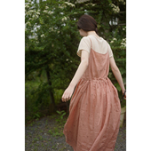 AULDCAT2024SS 定制面料 100苎麻小圆点刺绣光泽感吊带连衣裙四色