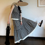 日系黑米格纹蕾丝边套装 AULDCAT 2025SS