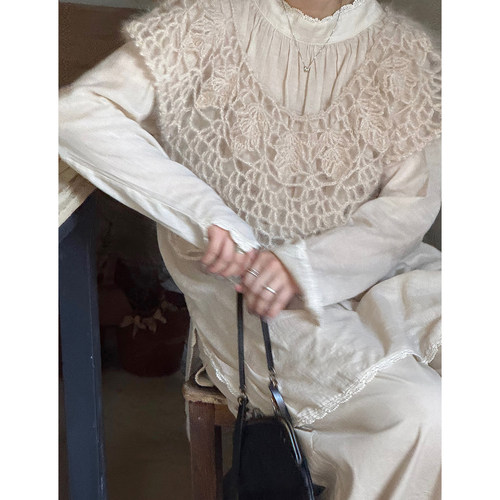 AULDCAT马海毛手工钩针镂空罩衫