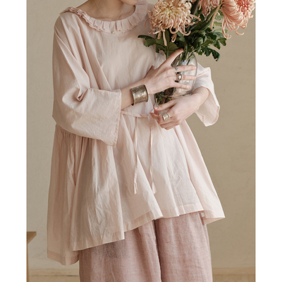 AULDCAT叠叠花瓣领纯棉娃娃衫