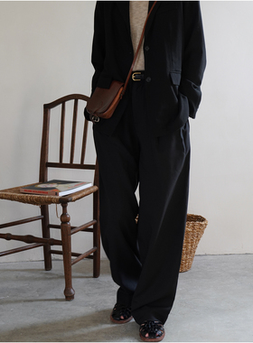 AULDCAT 2022SS 「夏日末场电影」进口面料黑色垂顺休闲百搭西裤