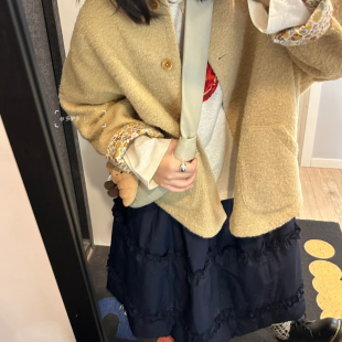 羊毛拼花布斗篷外套 限量 早春 2025ss 显瘦 AULDCAT