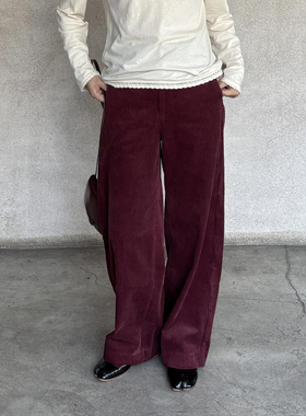 AULDCAT 2025ss早春 双色全棉灯芯绒休闲长裤 波尔多红 克莱因蓝