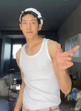 井柏然夏季薄款纯棉白色背心汗衫
