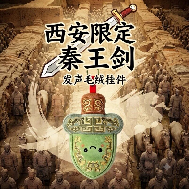 西安文创西安限定秦王剑毛绒挂件创意玩偶