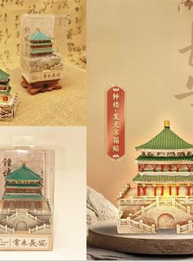 西安钟楼发光冰箱贴夜灯磁贴树脂