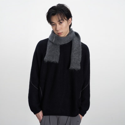 CONTRAFIEND 秋冬羊毛混纺松弛针织衫毛衣透气网宽松落肩套头上衣