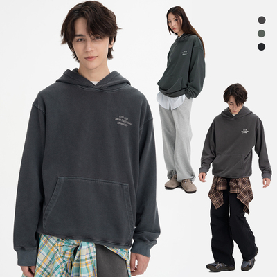 CONTRAFIEND蜡染水洗做旧连帽套头卫衣 宽松印花休闲帽衫cleanfit